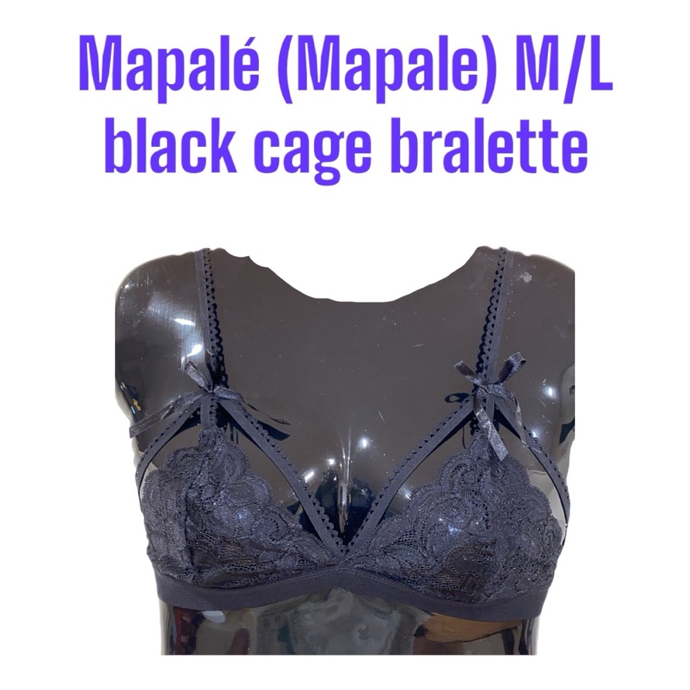 M/L Mapalé Cage Style Black Lace Ribbon Bralette Medium Large Mapale Caged VGUC
